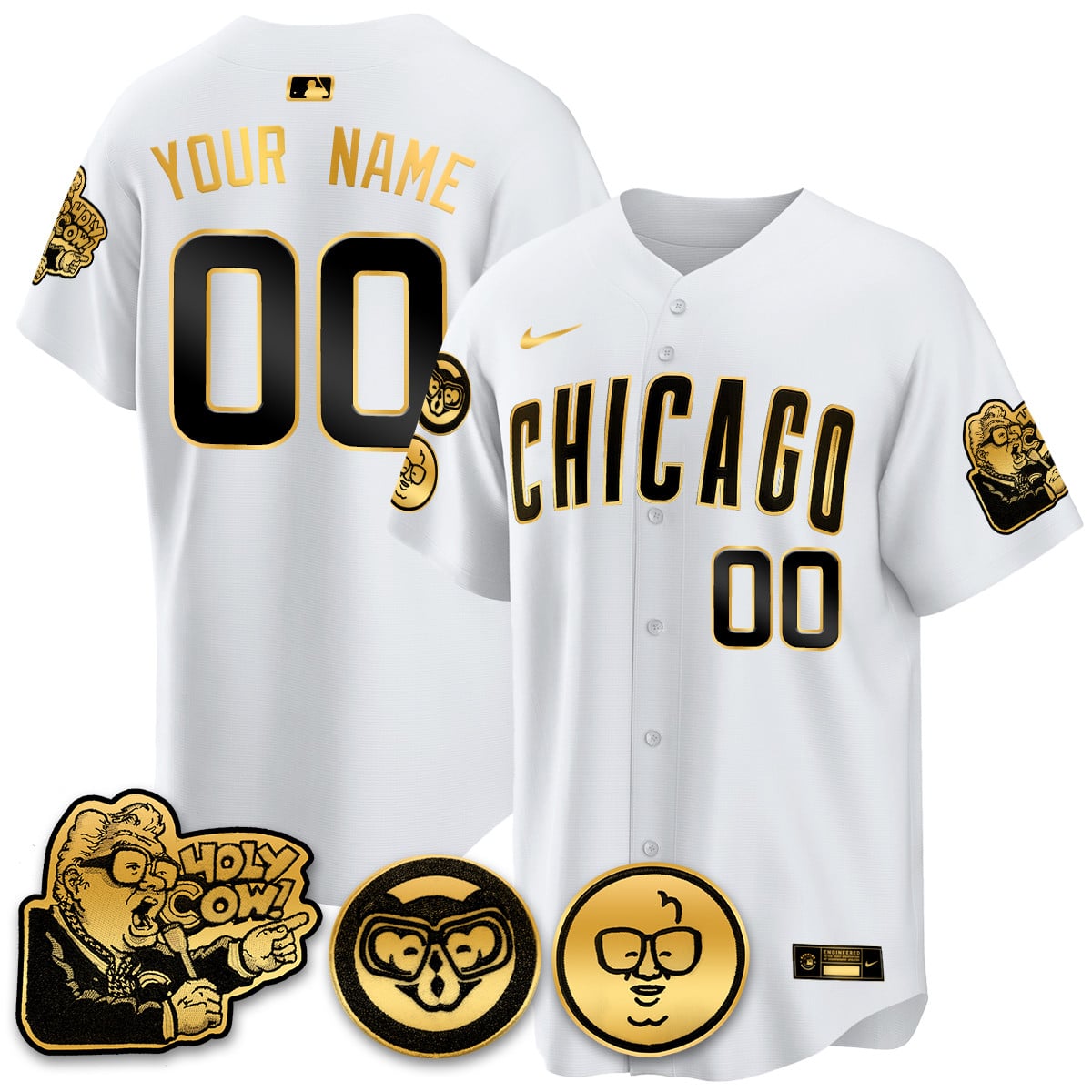 Custom Gender/Name Chicago Cubs Limited Jersey - Harry Caray "Holy Cow" Patch - All Stitched