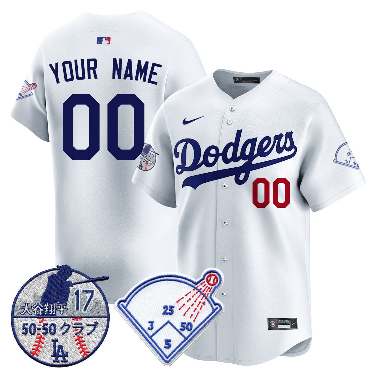 Custom Name/Gender Los Angeles Dodgers Vapor Limited Jersey - Shohei Ohtani Patch - All Stitched