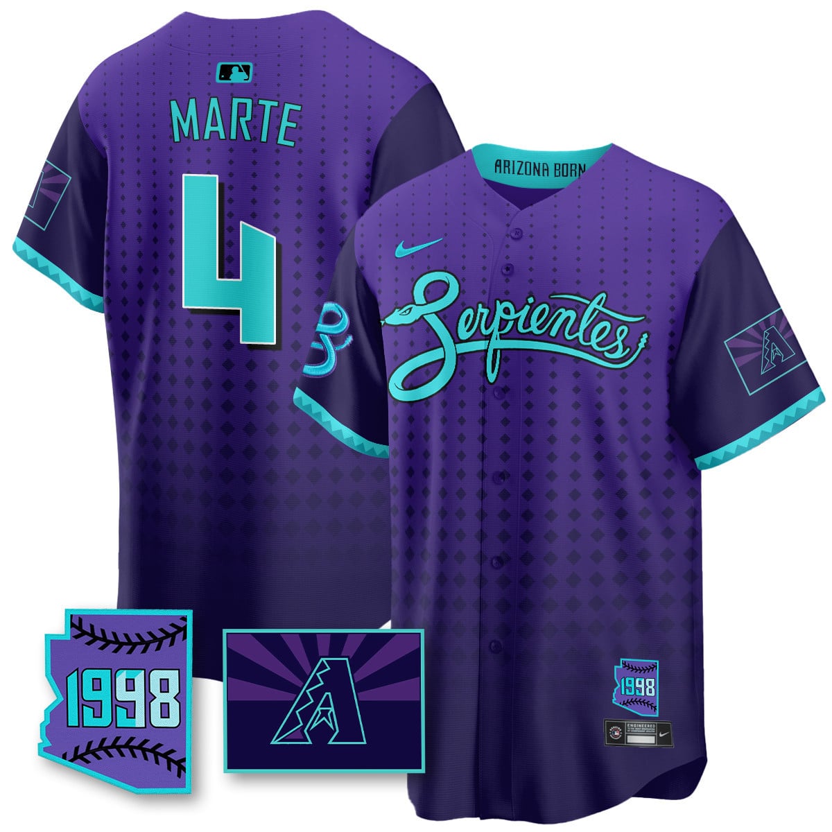 Men's Arizona Diamondbacks Purple for Second Serpientes City Connect Jersey - All Stitched