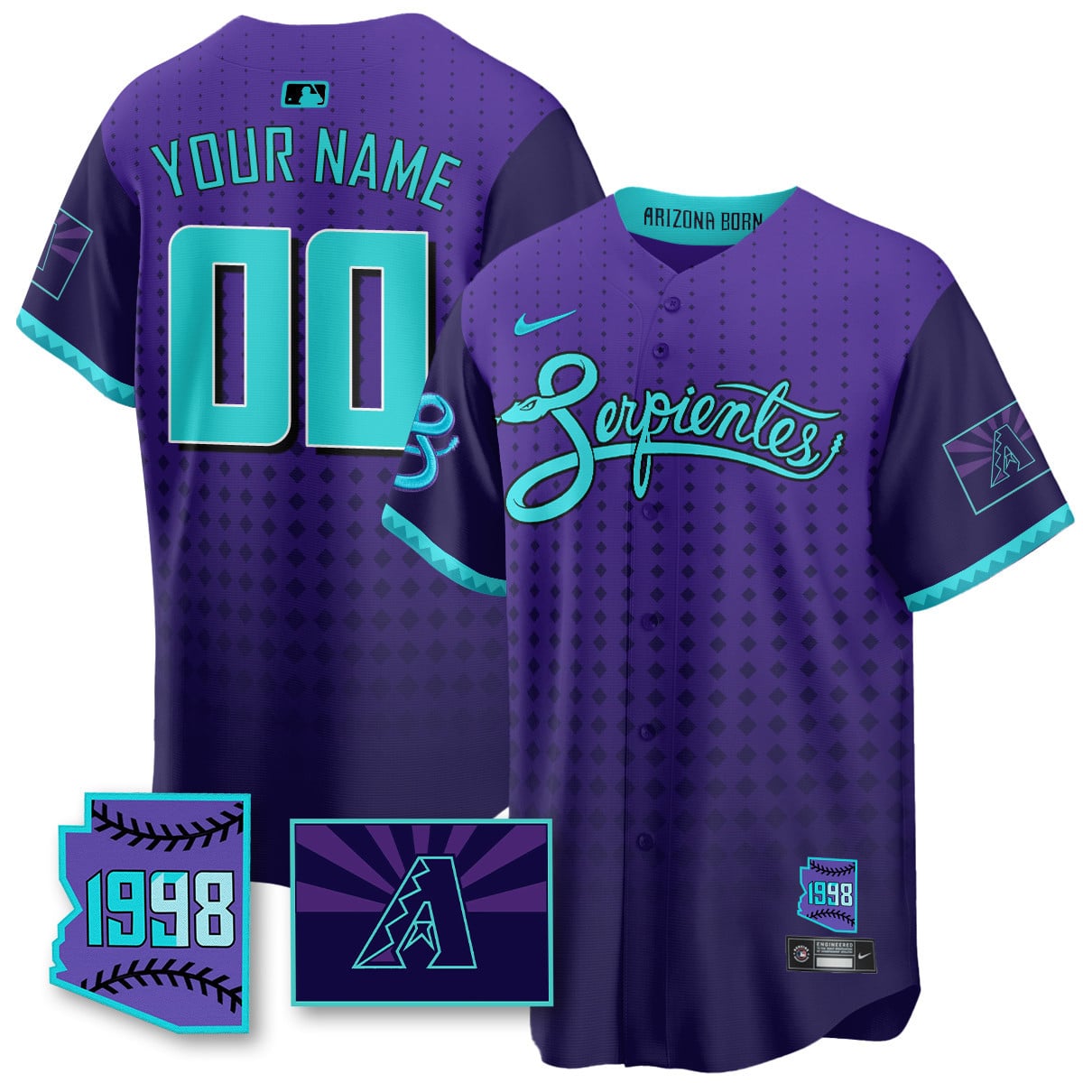 Custom Name/Gender Arizona Diamondbacks Purple for Second Serpientes City Connect Jersey - All Stitched