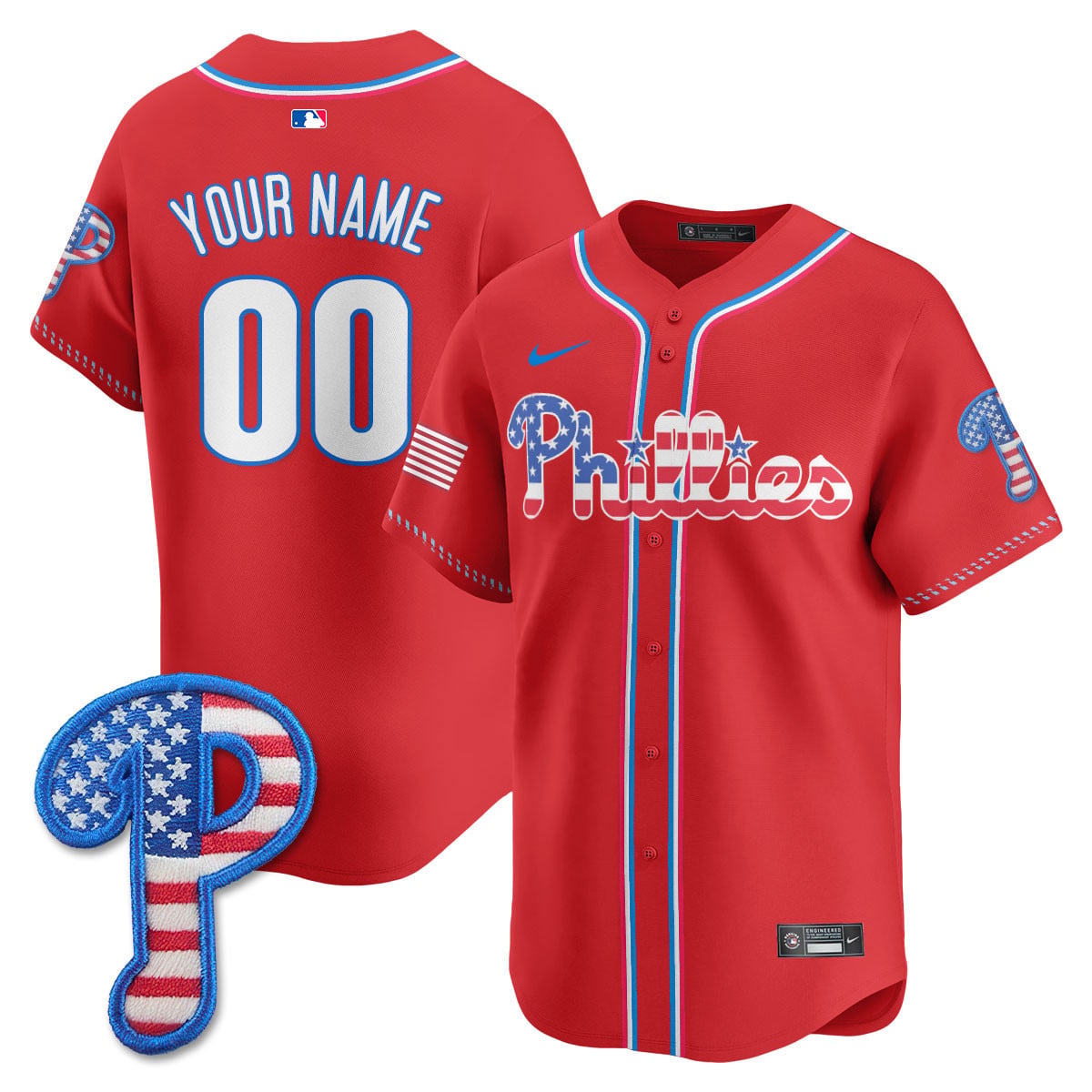 Custom Philadelphia Phillies 2025 Fourth of July Jersey - All Stitched