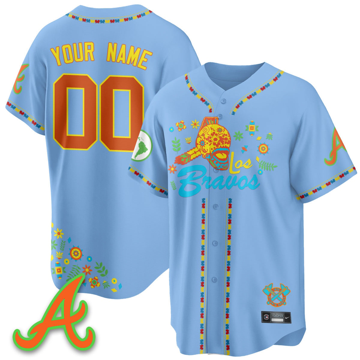 Custom Atlanta Braves 2025 "Los Bravos" Jersey V2 - All Stitched