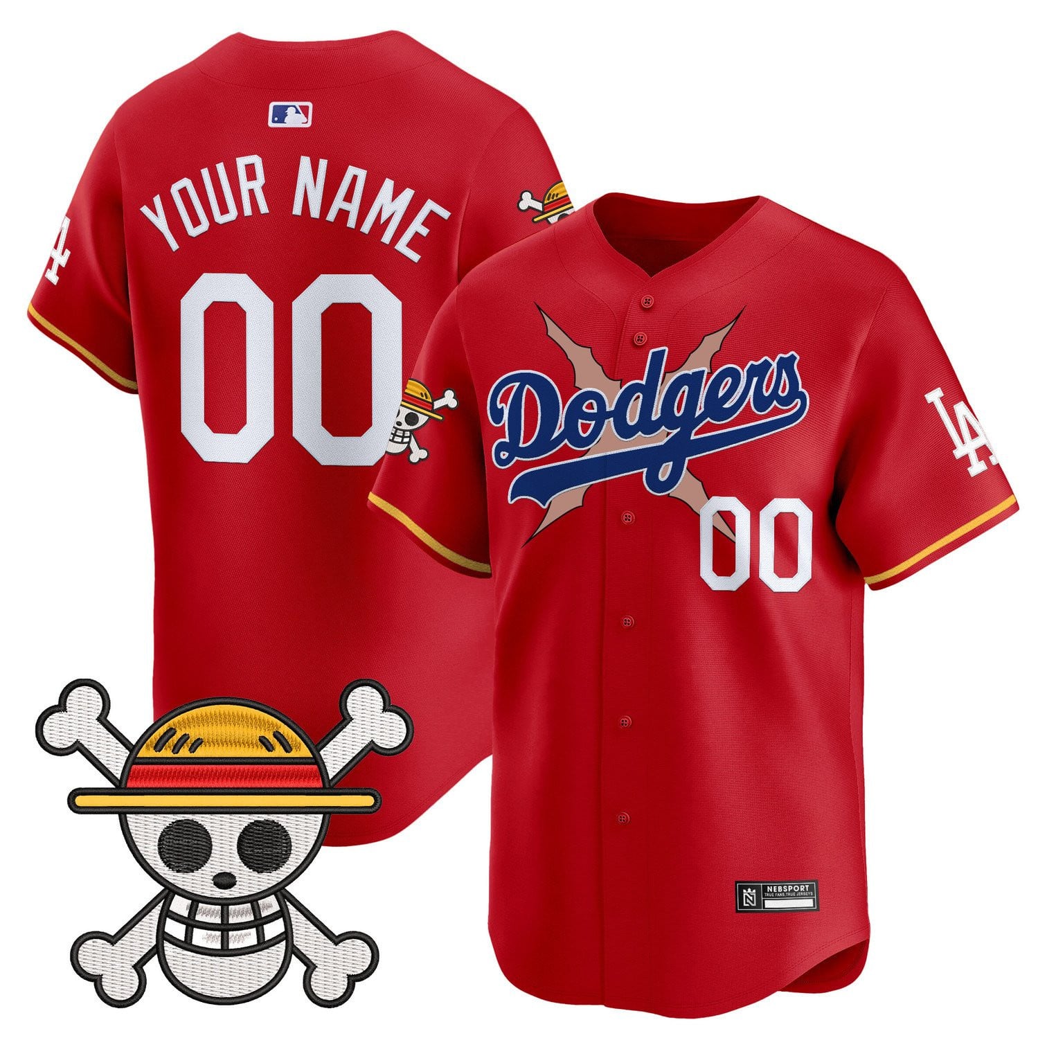 Custom Los Angeles Dodgers x One Piece 2025 Vapor Premier Limited Jersey - Stitched