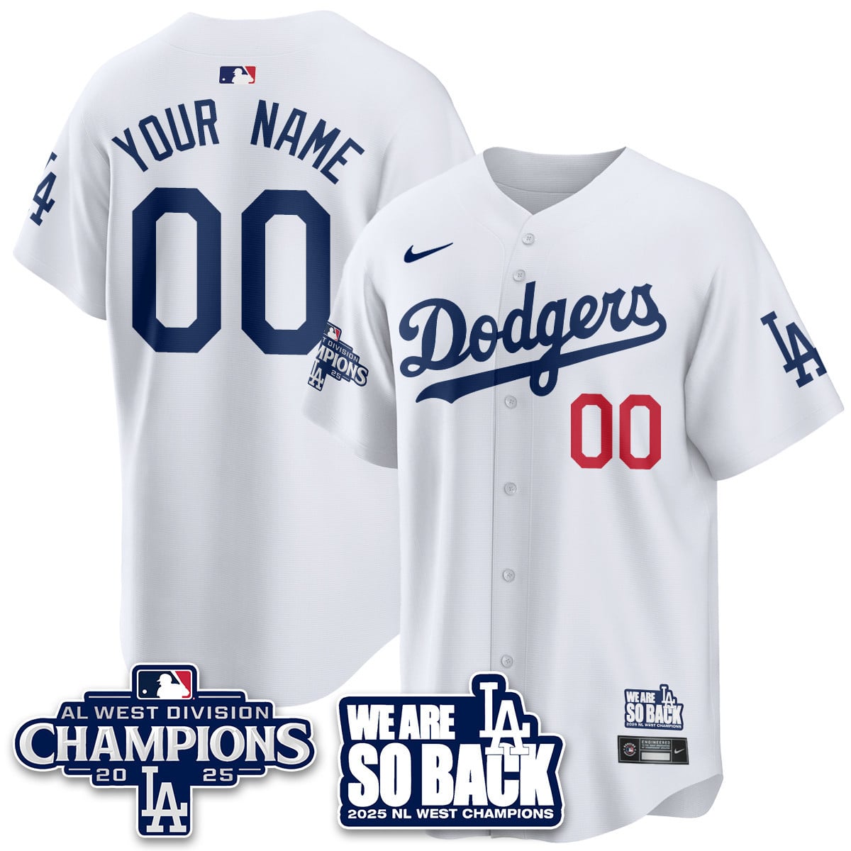 Custom Los Angeles Dodgers 2025 NL West Division Champions Jersey - All Stitched