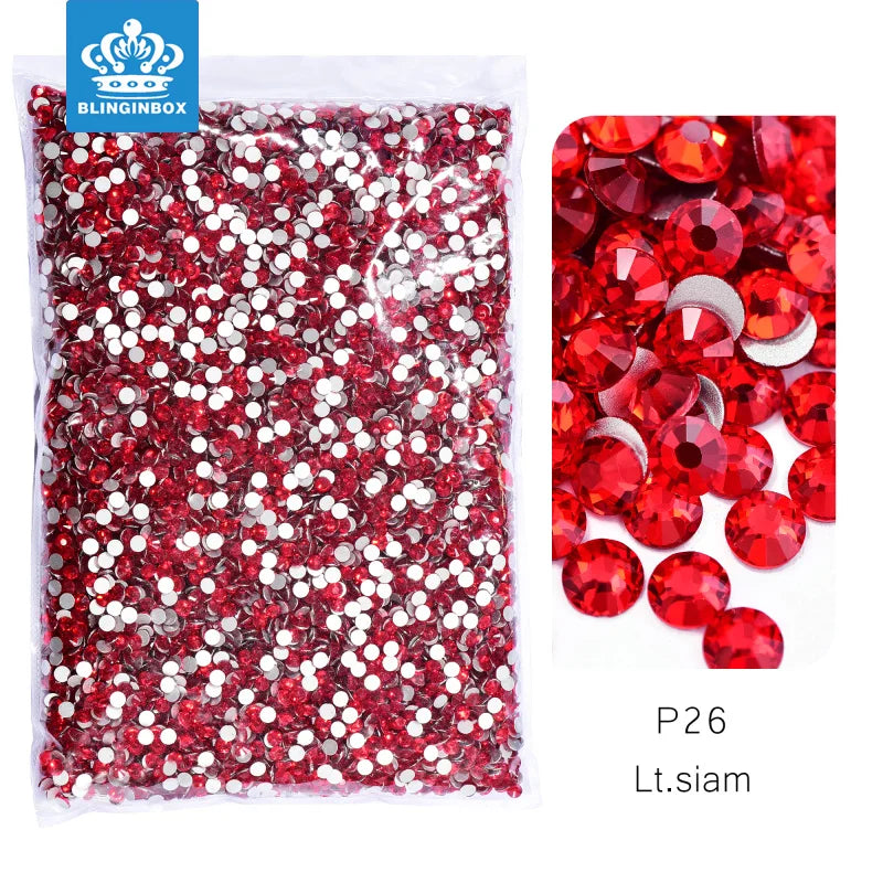 Blinginbox Bulk Pack Lt.siam Non-Hotfix Rhinestones Nail Charms Supplies 네일 파츠 фигурки для ногтей Crystal Strass