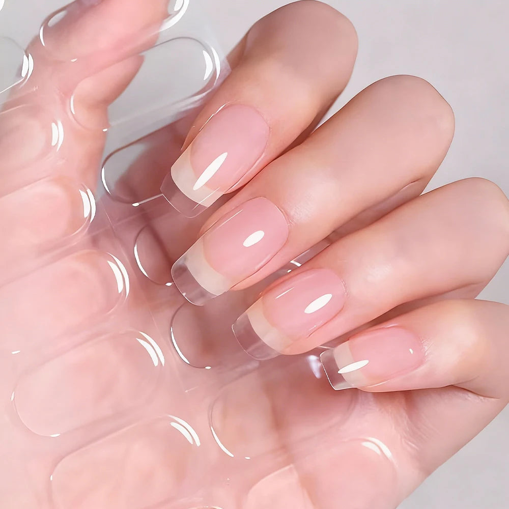 1 Sheet Clear Semi-Cured Gel Strips Transparent Semi-Cured Gel Strips Full Cover Gel Nail Strips Manicure Gel Decal
