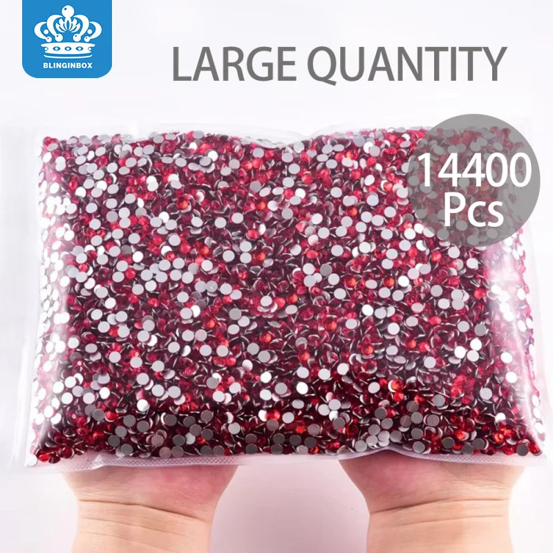 Blinginbox Bulk Pack Lt.siam Non-Hotfix Rhinestones Nail Charms Supplies 네일 파츠 фигурки для ногтей Crystal Strass