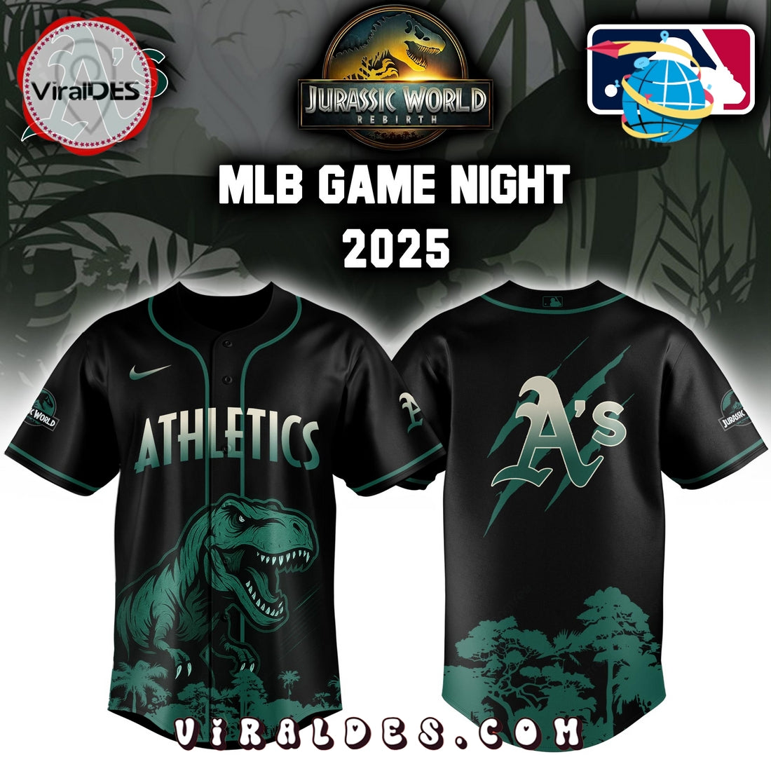 Athletics x Jurassic World Baseball Jersey
