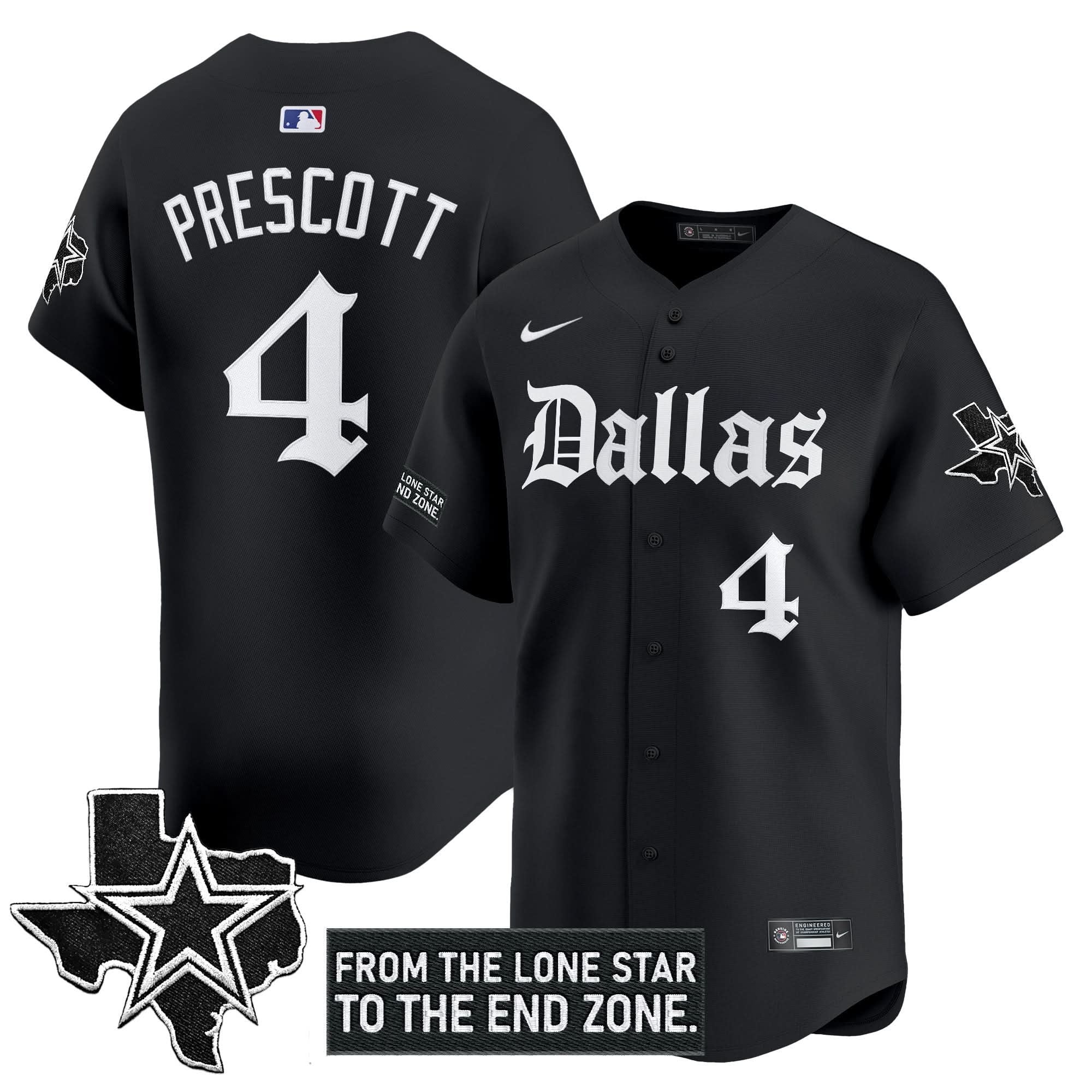 Dallas Cowboys 'Gothic Lone Star Edition' Vapor Baseball Jersey - All Stitched